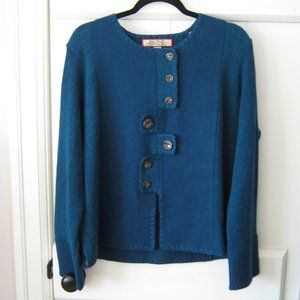 Teal Made in Peru Alpaca and Wool Sweater Jacket